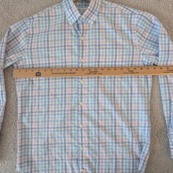 Peter Millar Shirt Men's Medium Multicolor Gingham Pattern Spring Easter - Picture 7 of 8